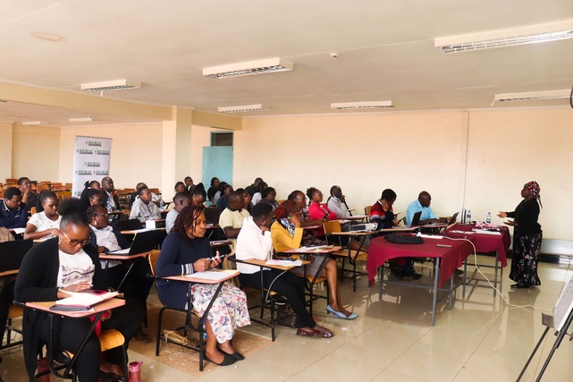 Pauline Waithira presenting mental health data in Embu County